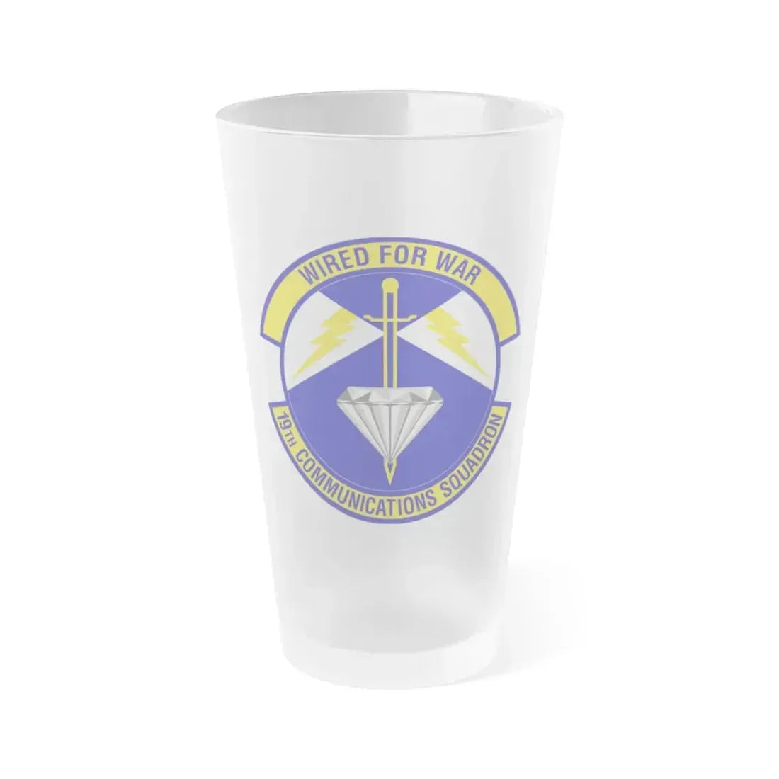 19th Communications Squadron (U.S. Air Force) Frosted Pint Glass 16oz Default Title - Go Mug Yourself