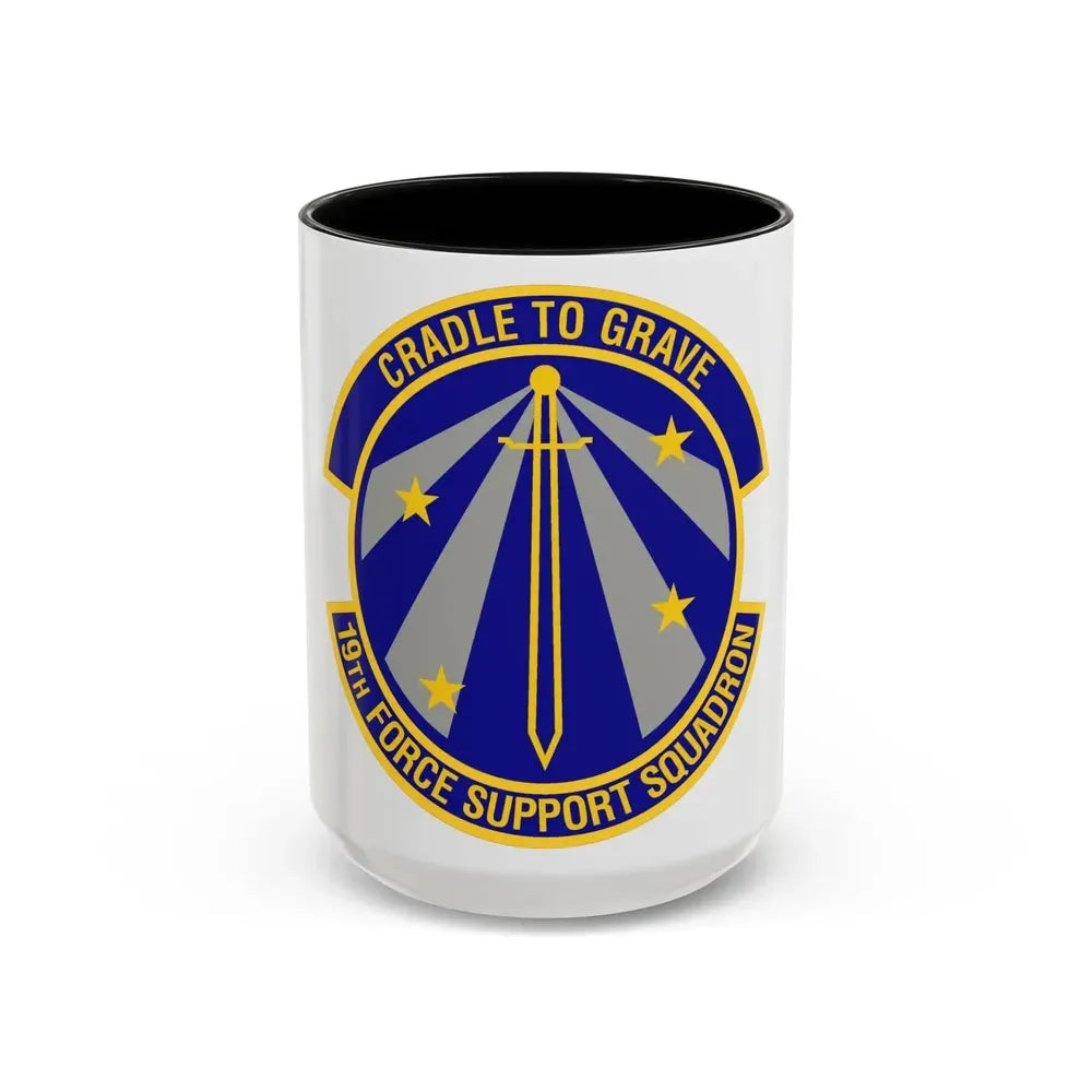 19th Force Support Squadron (U.S. Air Force) Accent Coffee Mug 15oz Black - Go Mug Yourself