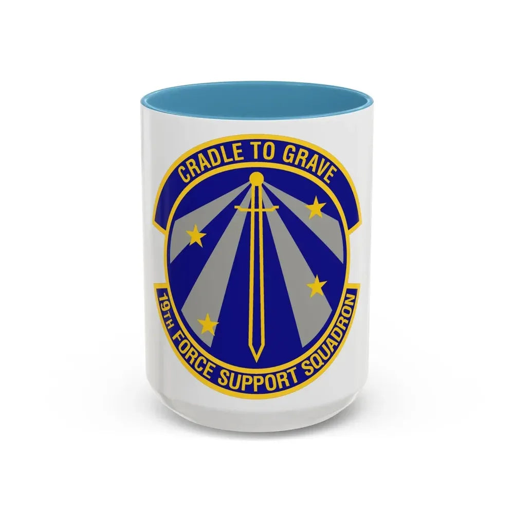 19th Force Support Squadron (U.S. Air Force) Accent Coffee Mug 15oz Light Blue - Go Mug Yourself