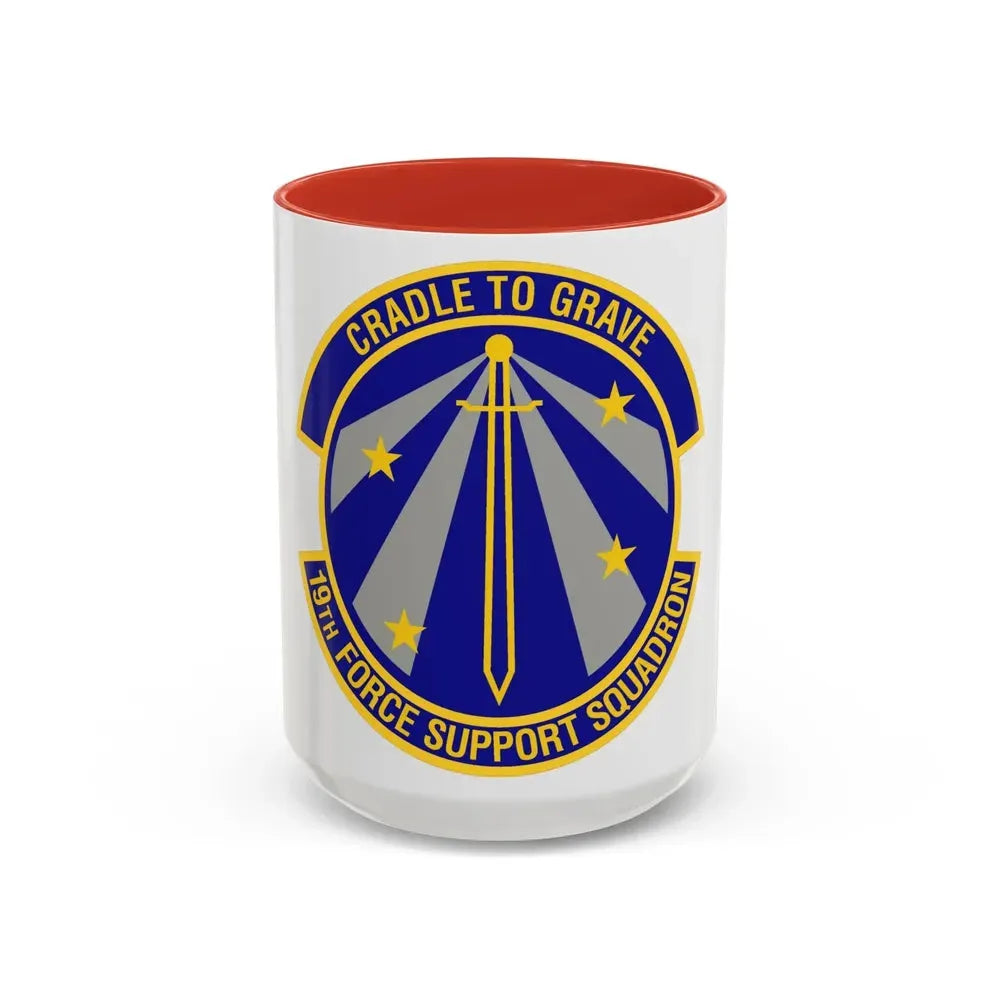 19th Force Support Squadron (U.S. Air Force) Accent Coffee Mug 15oz Red - Go Mug Yourself
