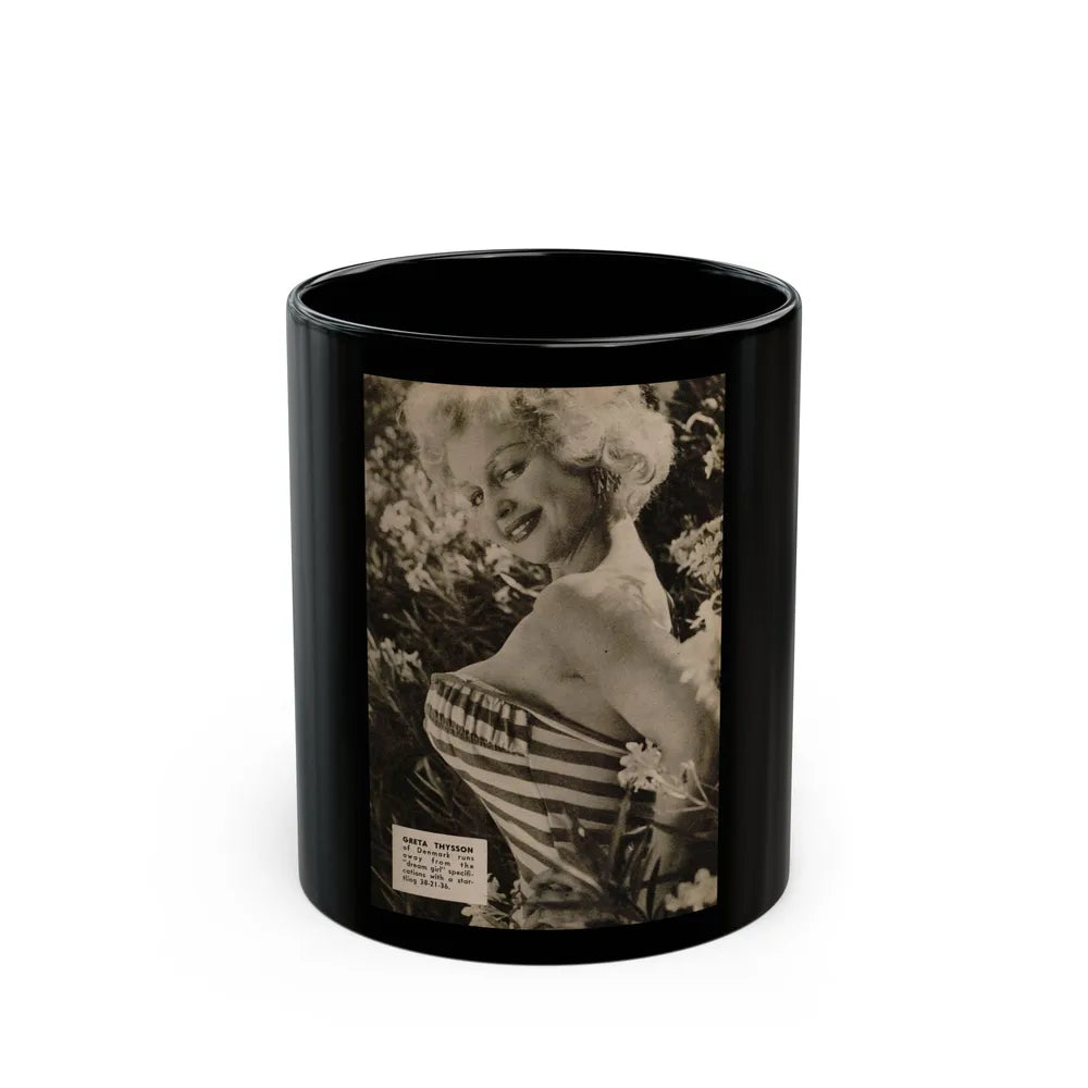 Greta Thyssen #146 - 1 Page, 1 B&W Photo & Caption from PIC Digest Mag. September '58 (Vintage Female Icon) Black Coffee Mug-11oz-Go Mug Yourself