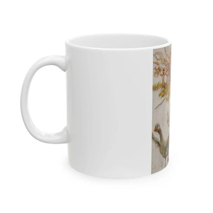 Corralling the Geese, possible magazine cover study - White Coffee Mug-Go Mug Yourself