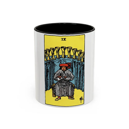 The 9 of Cups (Tarot Card) Accent Coffee Mug-11oz-Black-Go Mug Yourself