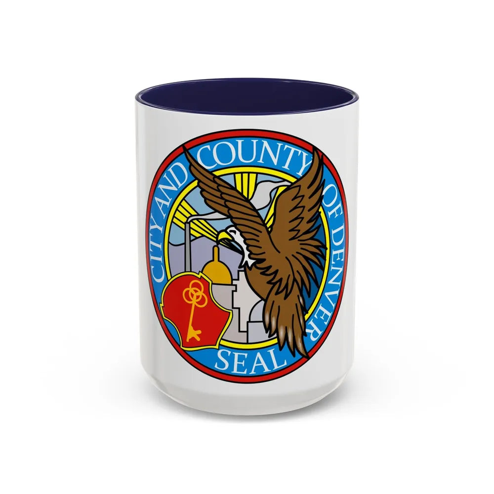 Seal of Denver - Accent Coffee Mug-15oz-Navy-Go Mug Yourself