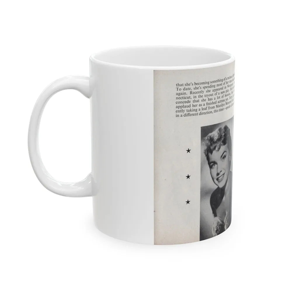 Terry Moore #464 - 66 PHOTOGRAPHS OF Terry MOORE U.K. Pocket Mag. Pages 58 & 59 (Vintage Female Icon) White Coffee Mug-Go Mug Yourself