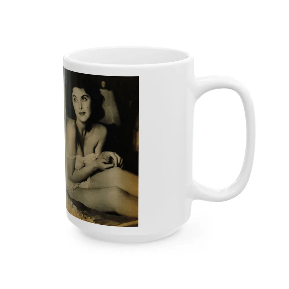 Tina Louise #125 - Bachelor Pin-Ups Issue #01 '57 - 2 Pages, 2 B&W Photos, Caption & Brief Article (Vintage Female Icon) White Coffee Mug-Go Mug Yourself