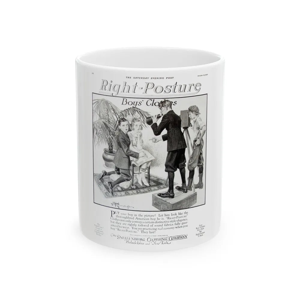 Boys' Clothes ad, The Saturday Evening Post, October 16, 1920 - White Coffee Mug-11oz-Go Mug Yourself