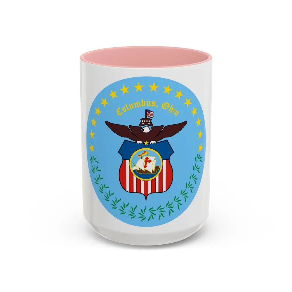 Seal of Columbus Ohio - Accent Coffee Mug-15oz-Pink-Go Mug Yourself