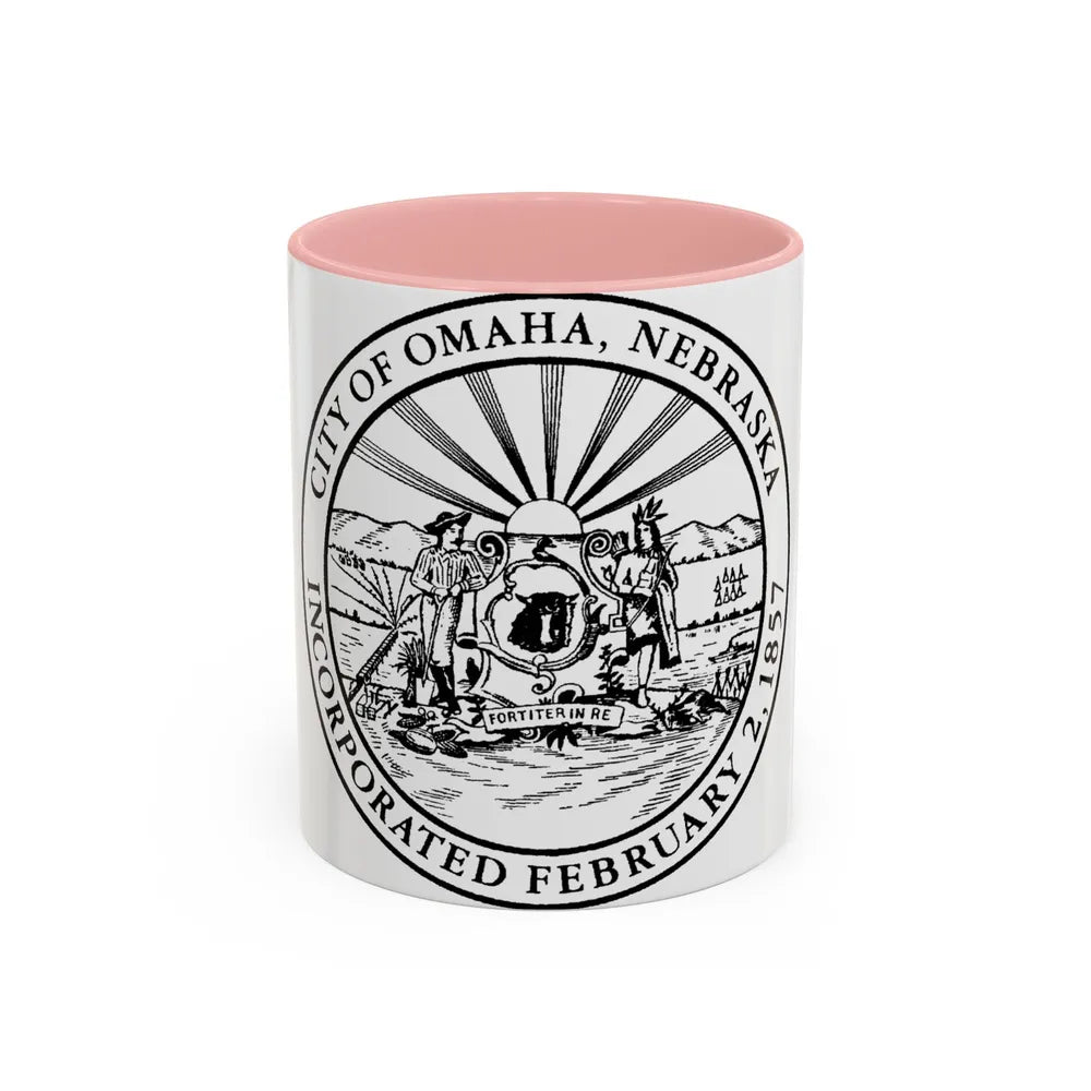 Seal of Omaha Nebraska - Accent Coffee Mug-11oz-Pink-Go Mug Yourself