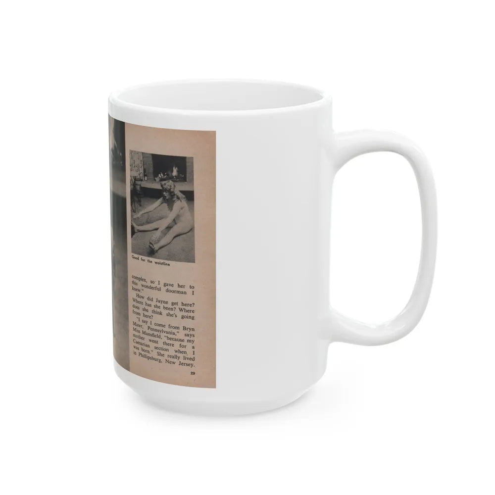 Jayne Mansfield #294 - JAYNE Pocket Magazine Pages 32 & 33 (Vintage Female Icon) White Coffee Mug-Go Mug Yourself