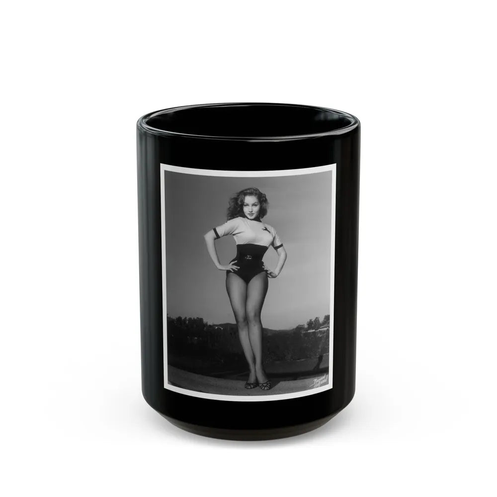 Julie Newmar #12 (Vintage Female Icon) Black Coffee Mug-15oz-Go Mug Yourself