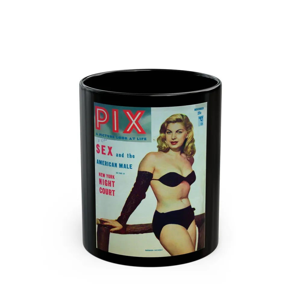 Barbara Nichols #95 - Mag. Cover (Vintage Female Icon) Black Coffee Mug-11oz-Go Mug Yourself