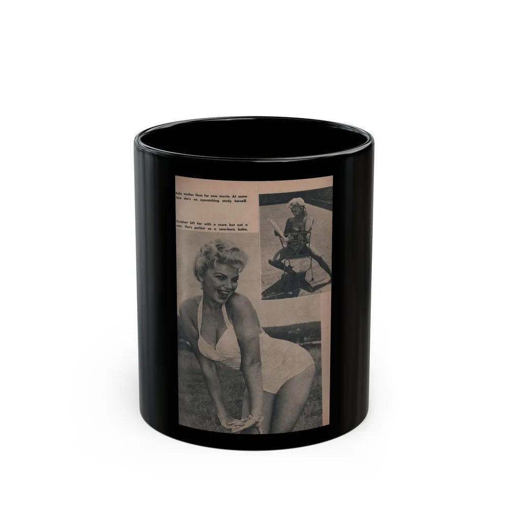 Barbara Nichols #266 - Page 1 of 2 with, 2 B&W Photos & 2 Captions from Tab Pocket Mag. April '59 (Vintage Female Icon) Black Coffee Mug-11oz-Go Mug Yourself