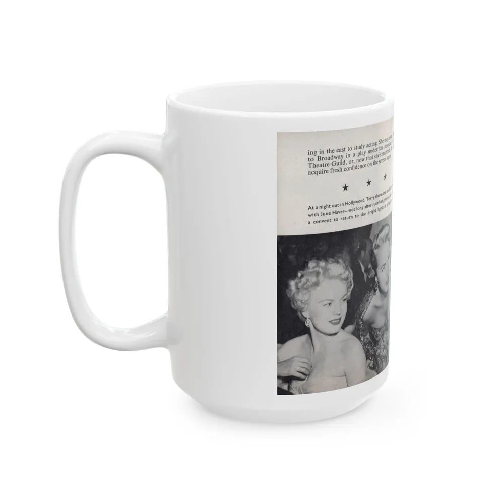 Terry Moore #465 - 66 PHOTOGRAPHS OF Terry MOORE U.K. Pocket Mag. Pages 60 & 61 (Vintage Female Icon) White Coffee Mug-Go Mug Yourself