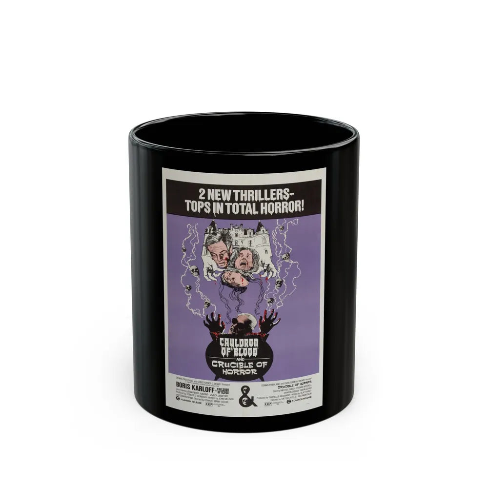 CAULDRON OF BLOOD + CRUCIBLE OF HORROR 1971 Movie Poster - Black Coffee Mug-11oz-Go Mug Yourself