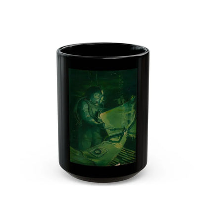 Diver Welding, probable magazine cover - Black Coffee Mug-15oz-Go Mug Yourself