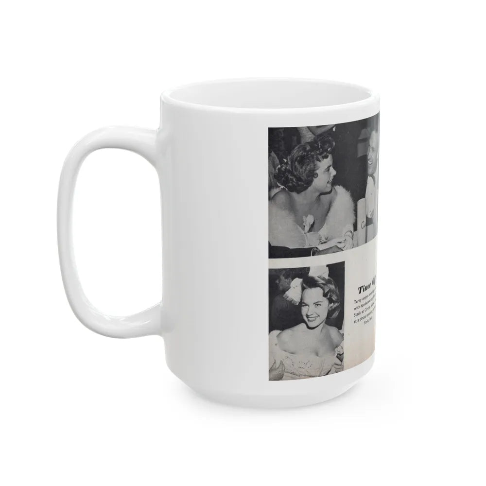 Terry Moore #463 - 66 PHOTOGRAPHS OF Terry MOORE U.K. Pocket Mag. Pages 56 & 57 (Vintage Female Icon) White Coffee Mug-Go Mug Yourself