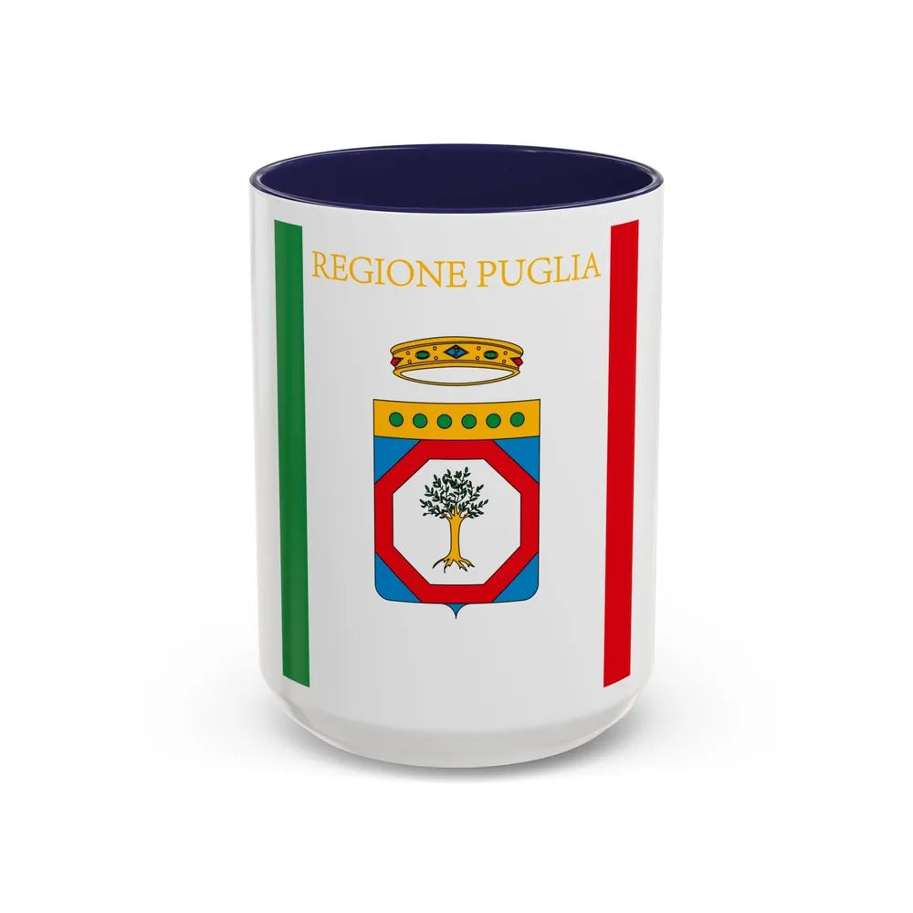 Flag of Apulia Italy - Accent Coffee Mug-15oz-Navy-Go Mug Yourself