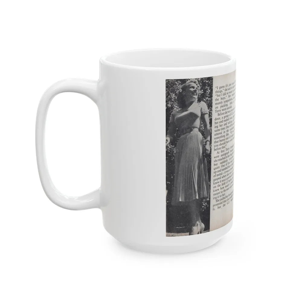 Terry Moore #453 - 66 PHOTOGRAPHS OF Terry MOORE U.K. Pocket Mag. Pages 36 & 37 (Vintage Female Icon) White Coffee Mug-Go Mug Yourself