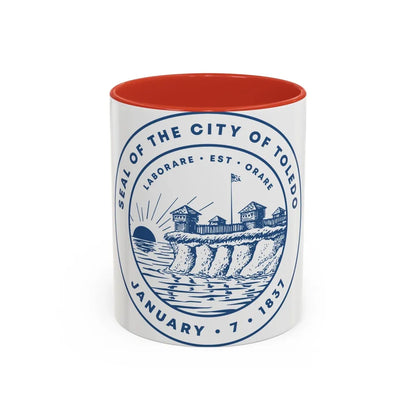 Seal of Toledo Ohio - Accent Coffee Mug-11oz-Red-Go Mug Yourself