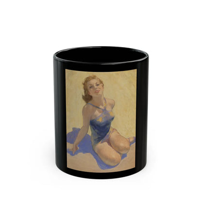 Blonde in Blue - Black Coffee Mug-11oz-Go Mug Yourself