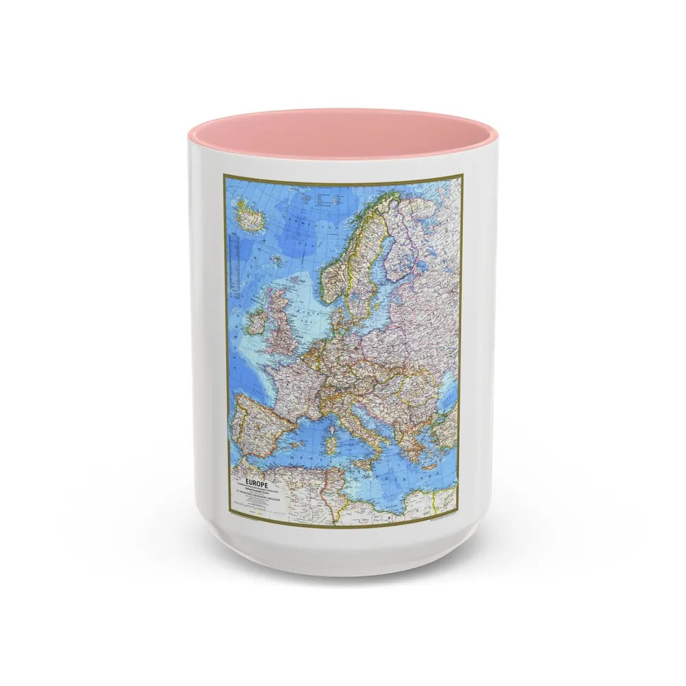 Europe (1977) (Map) Accent Coffee Mug-15oz-Pink-Go Mug Yourself