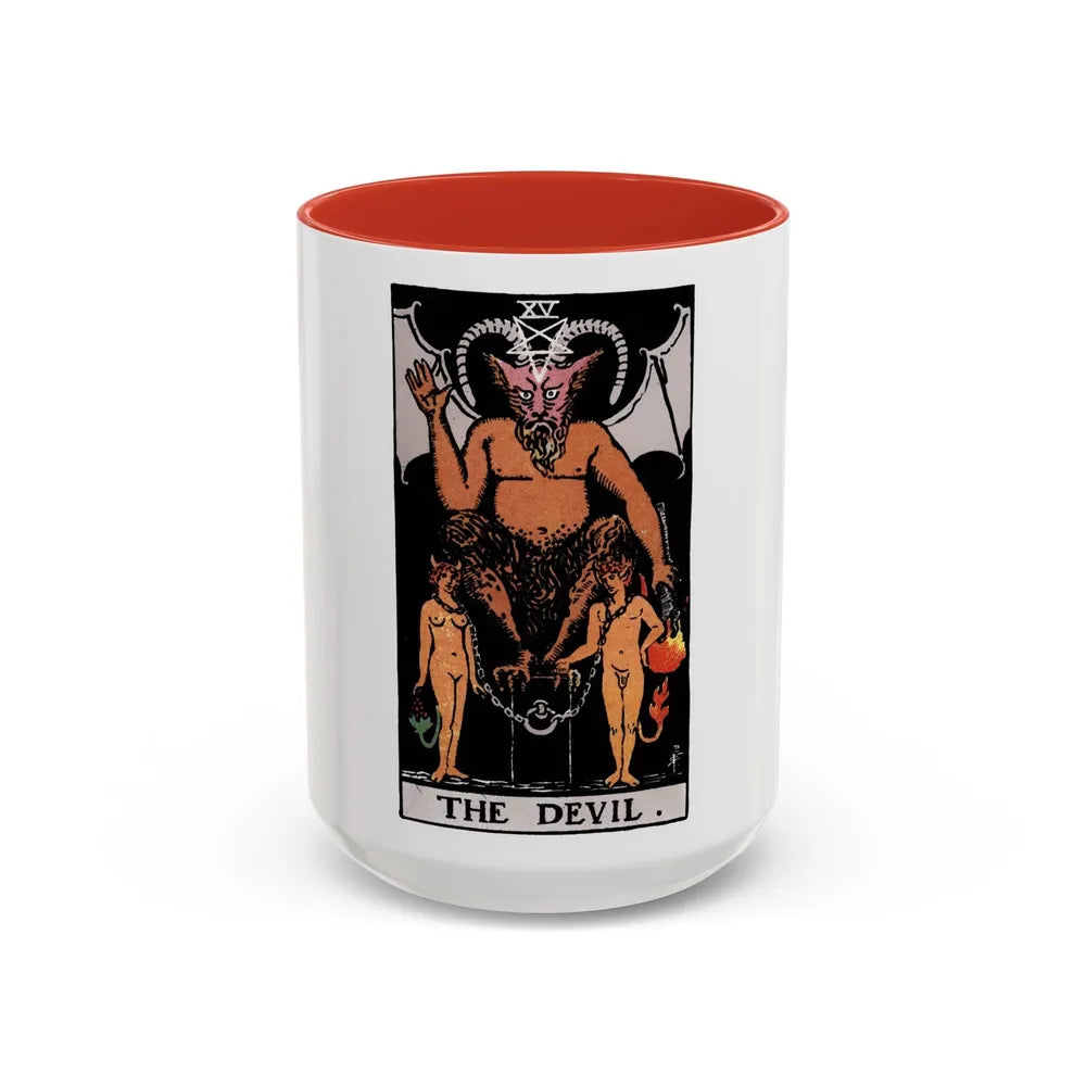 The Devil (Tarot Card) Accent Coffee Mug-15oz-Red-Go Mug Yourself