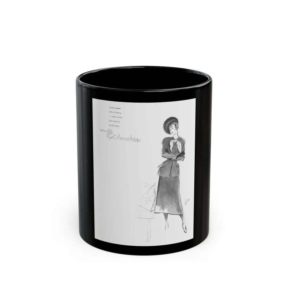 Handmachers fashion illustration (1), 1948 - Black Coffee Mug-11oz-Go Mug Yourself