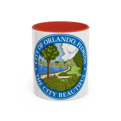 Seal of Orlando Florida - Accent Coffee Mug-11oz-Red-Go Mug Yourself