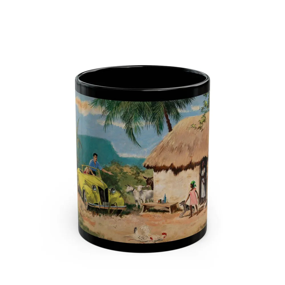 Everything Happens..,The Saturday Evening Post interior illustration - Black Coffee Mug-11oz-Go Mug Yourself