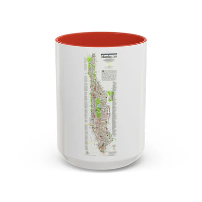 USA - Manhattan (1990) (Map) Accent Coffee Mug-15oz-Red-Go Mug Yourself