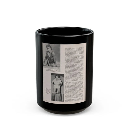 Barbara Nichols #406 - 1 Page, 2 B&W Photos & Article Continued from Modern Man Mag. Sept. '56 (Vintage Female Icon) Black Coffee Mug-15oz-Go Mug Yourself