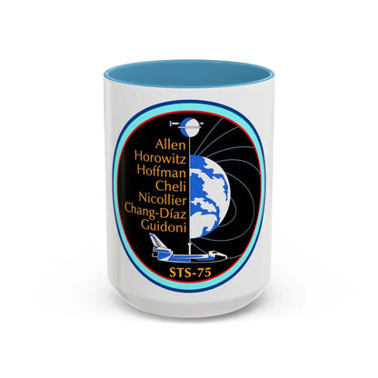 STS 75 (NASA) Accent Coffee Mug-15oz-Light Blue-Go Mug Yourself