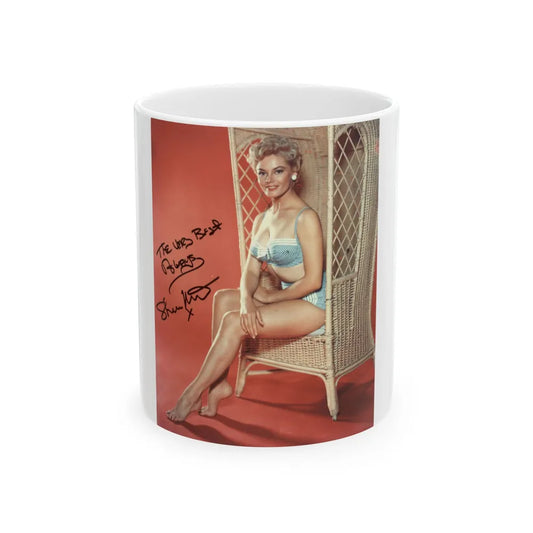 Sheree North #10 - 8x10 Full Body Color 1-Piece Swimsuit Cheesecake Photo circa 1950's (Vintage Female Icon) White Coffee Mug-11oz-Go Mug Yourself