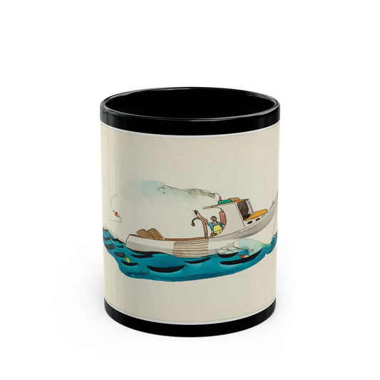 Fisherman Illustration - Black Coffee Mug-11oz-Go Mug Yourself