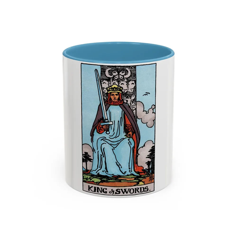 The King of Swords (Tarot Card) Accent Coffee Mug-11oz-Light Blue-Go Mug Yourself