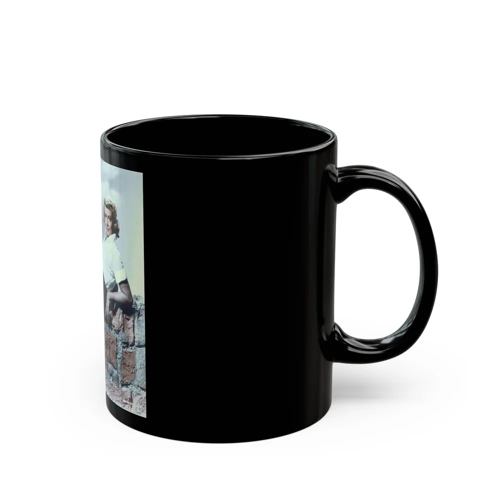 Dorothy Malone #57 (Vintage Female Icon) Black Coffee Mug-Go Mug Yourself