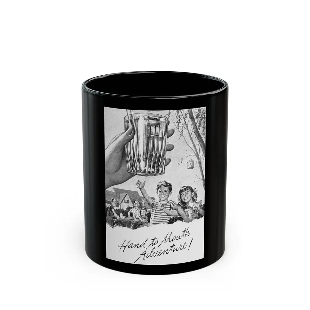 Hand to Mouth Adventure, 1946 - Black Coffee Mug-11oz-Go Mug Yourself