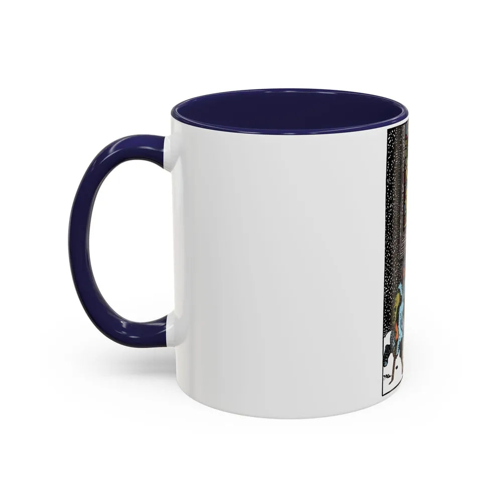 The 5 of Pentacles (Tarot Card) Accent Coffee Mug-Go Mug Yourself