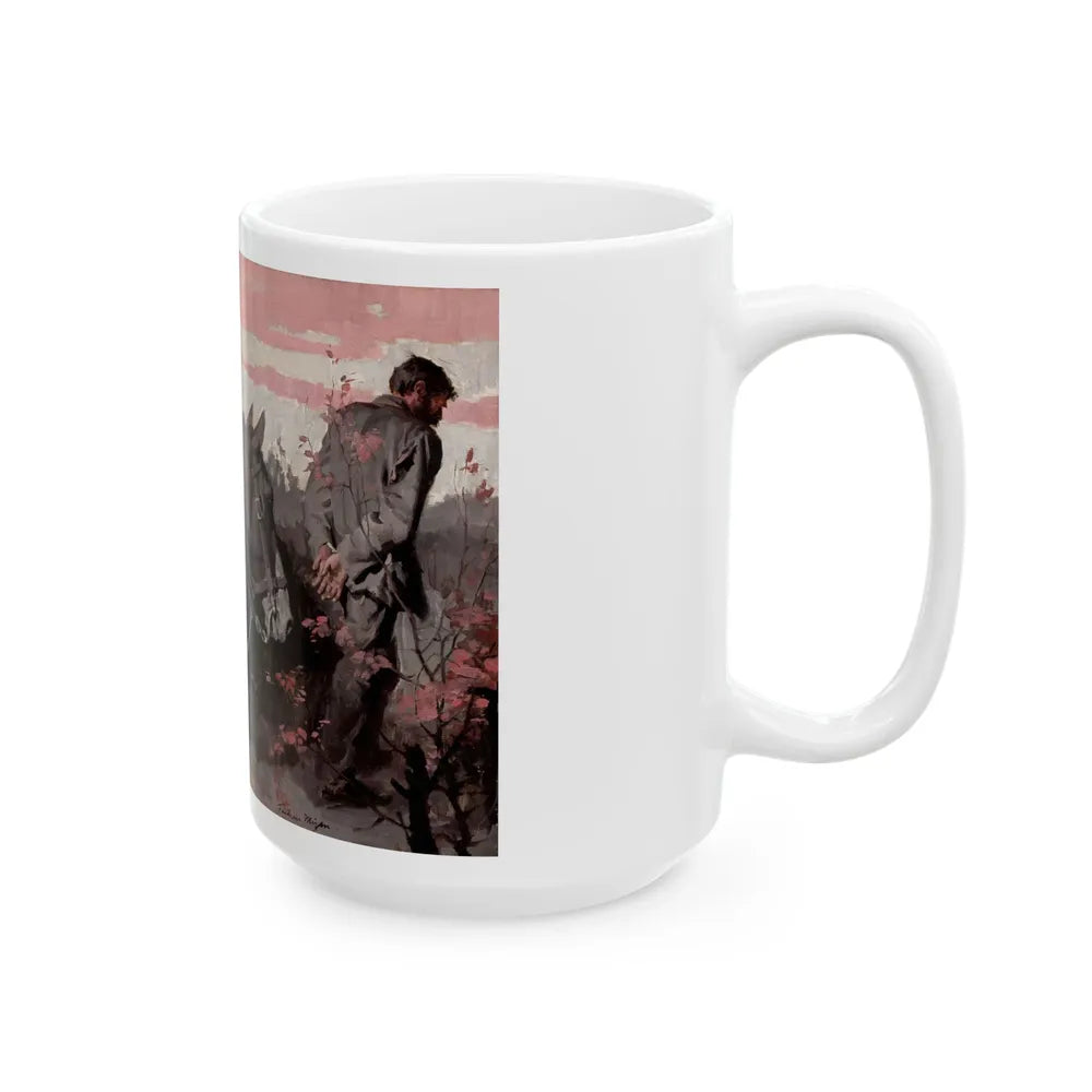 Escorting the Criminal, magazine interior story illustration - White Coffee Mug-Go Mug Yourself