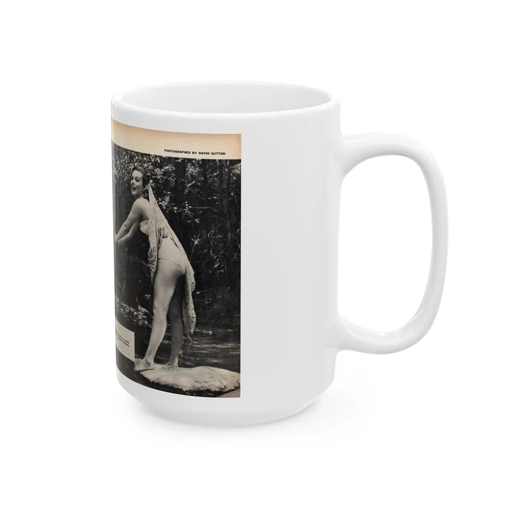 Dawn Richard #46 - [Pages 34 & 35] Including Pages 1 & 2 of 4 with, 4 B&W Photos & Article from SEE FOR MEN Mag. Nov. '57 (Vintage Female Icon) White Coffee Mug-Go Mug Yourself