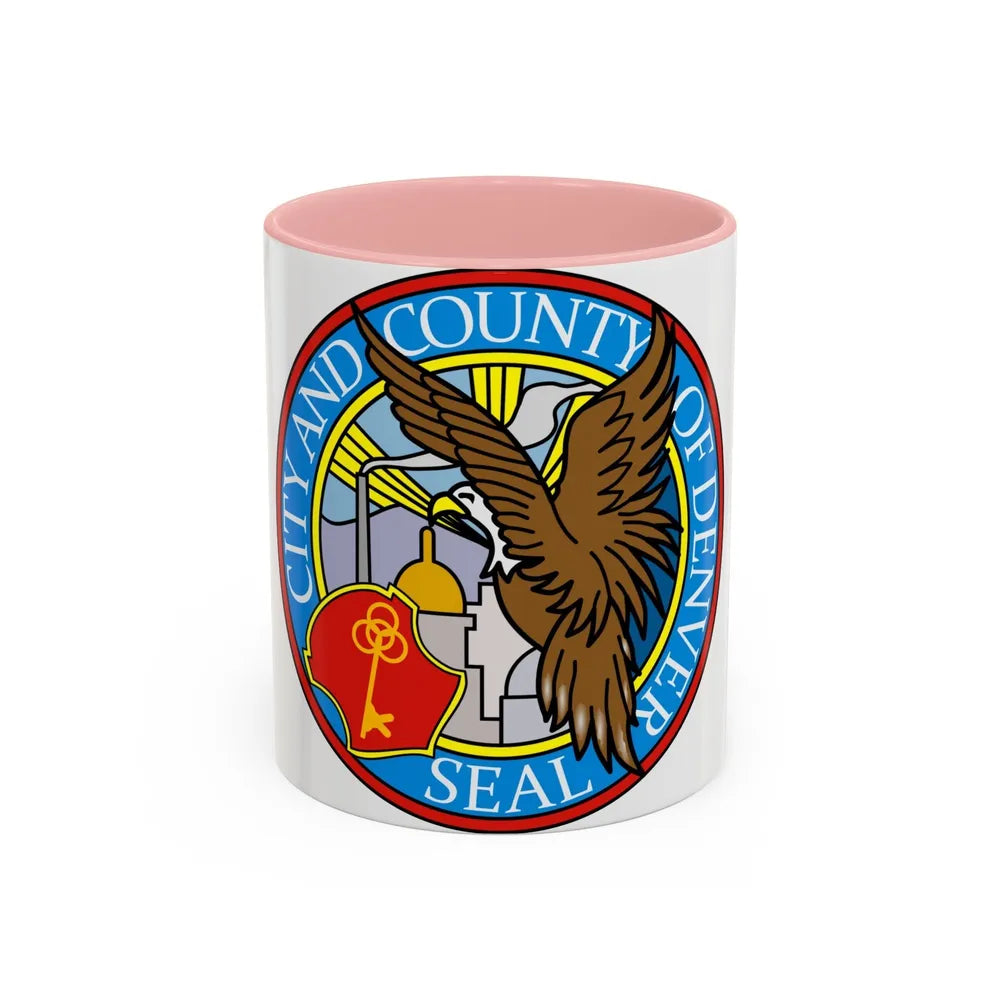 Seal of Denver - Accent Coffee Mug-11oz-Pink-Go Mug Yourself