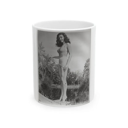 Elaine Stewart #164 - Negative Struck B&W 8x10 50's Era Full Body 1 Piece Swimsuit Cheesecake HQ Photo (Vintage Female Icon) White Coffee Mug-11oz-Go Mug Yourself