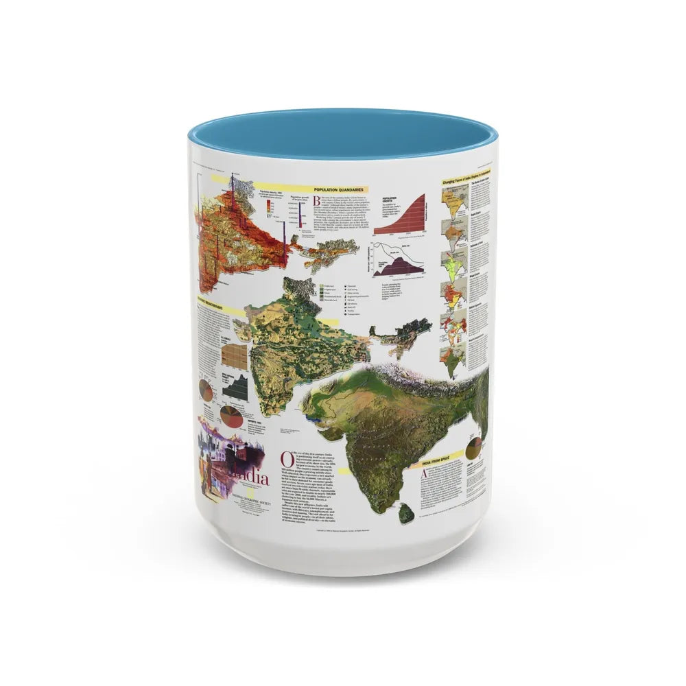 India (1997) (Map) Accent Coffee Mug-15oz-Light Blue-Go Mug Yourself