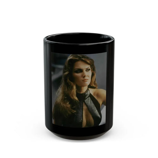 Caroline Munro #35 (Vintage Female Icon) Black Coffee Mug-15oz-Go Mug Yourself