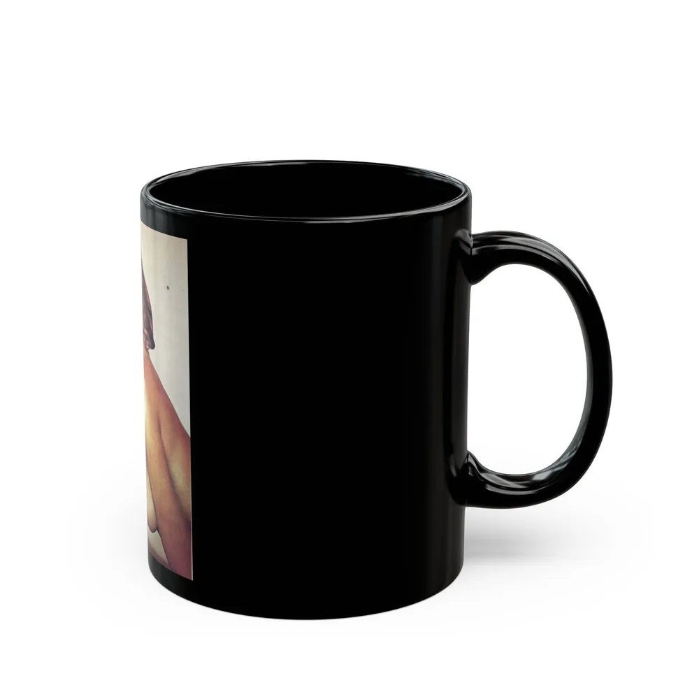 Julie Ege #147 - Topless (Vintage Female Icon) Black Coffee Mug-Go Mug Yourself