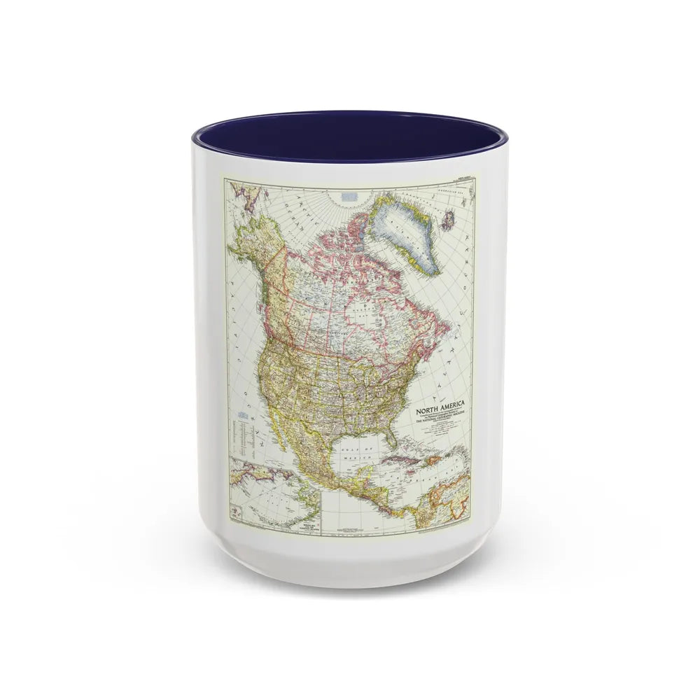 North America (1952) (Map) Accent Coffee Mug-15oz-Navy-Go Mug Yourself