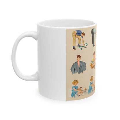 Fun at Home, Dick and Jane illustration - White Coffee Mug-Go Mug Yourself