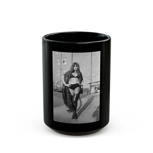 Caroline Munro #199 (Vintage Female Icon) Black Coffee Mug-15oz-Go Mug Yourself