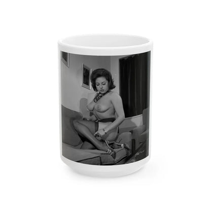 June Palmer #322 - Topless (Vintage Female Icon) White Coffee Mug-15oz-Go Mug Yourself